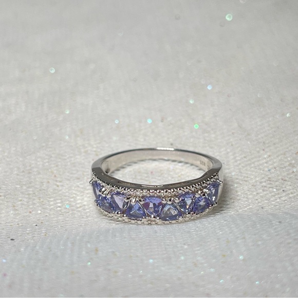 925 Silver Trillion Cut Tanzanite (December Birthstone) Ring Size 10 - Picture 6 of 16